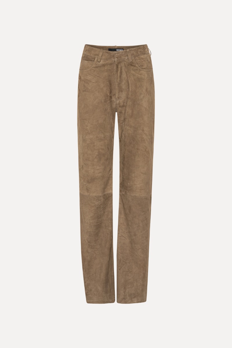 Straight Suede Pants Brown - ROTATE Birger Christensen