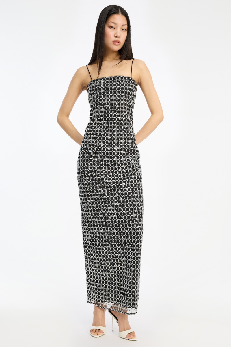 rotate beaded maxi tube dress ROTATE Birger Christensen Bordeaux Beaded Maxi Tube Dress