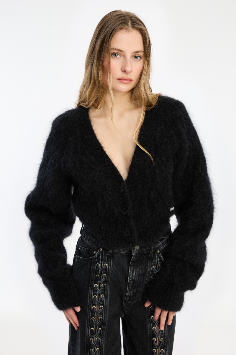 Fluffy Knit Cardigan Black - ROTATE Birger Christensen