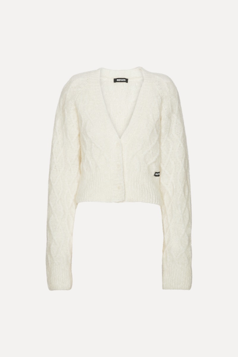 Fluffy Knit Cardigan White - ROTATE Birger Christensen
