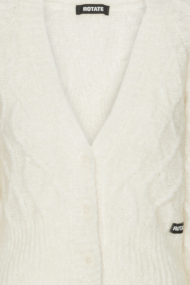 Fluffy Knit Cardigan White - ROTATE Birger Christensen