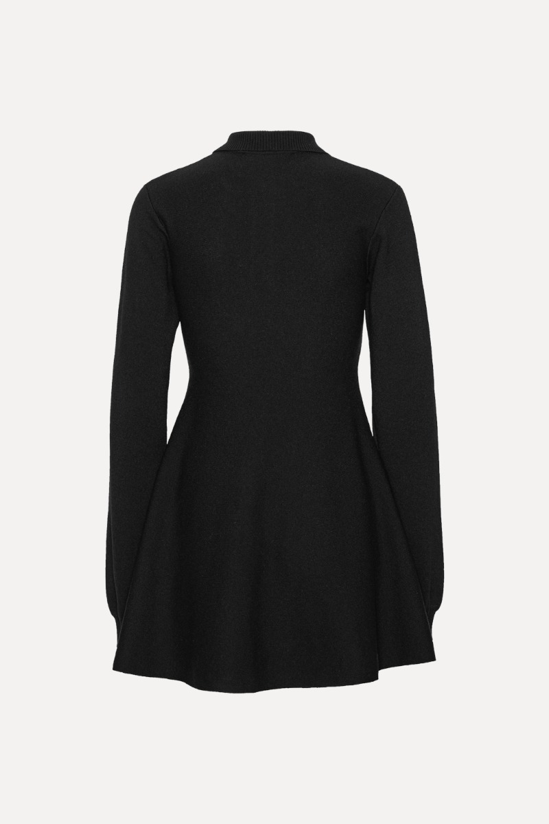 Slinky Knit Polo Dress Black - ROTATE Birger Christensen Slinky Knit Polo Dress Black - ROTATE Birger Christensen