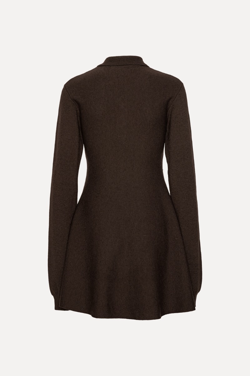 Slinky Knit Polo Dress Dark Brown - ROTATE Birger Christensen Slinky Knit Polo Dress Dark Brown - ROTATE Birger Christensen