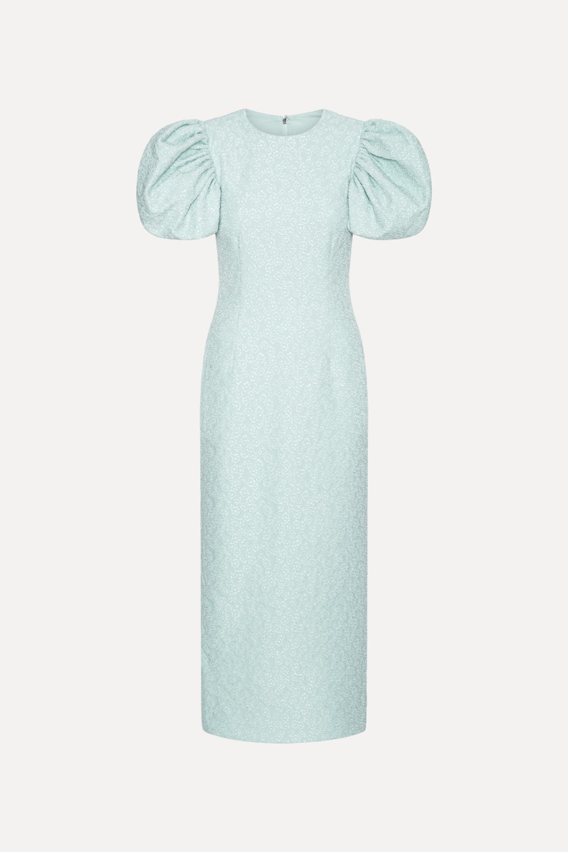 Jacquard Midi Puffy Dress Light Blue - ROTATE Birger Christensen