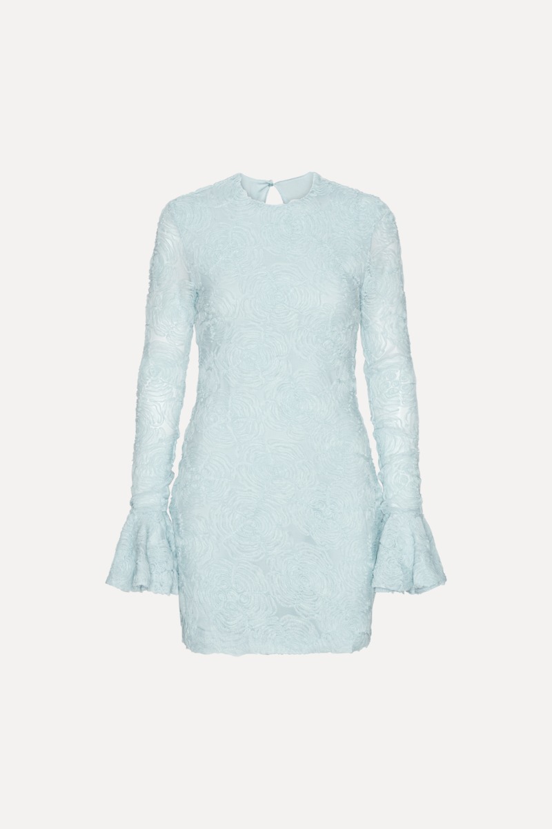 Mesh Frill Mini Dress Blue - ROTATE Birger Christensen