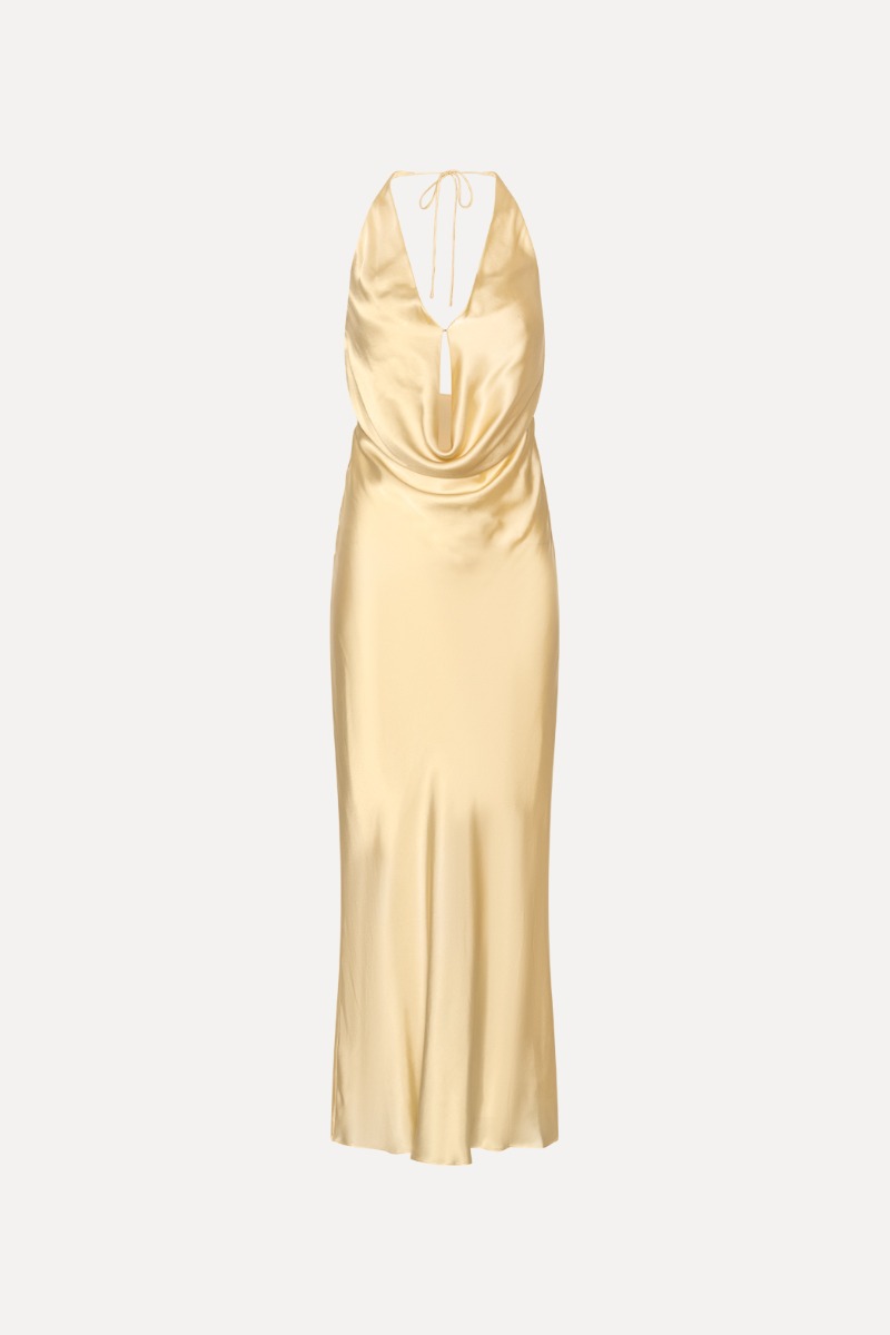Chiffon Halter Dress Yellow - ROTATE Birger Christensen Chiffon Halter Dress Yellow - ROTATE Birger Christensen