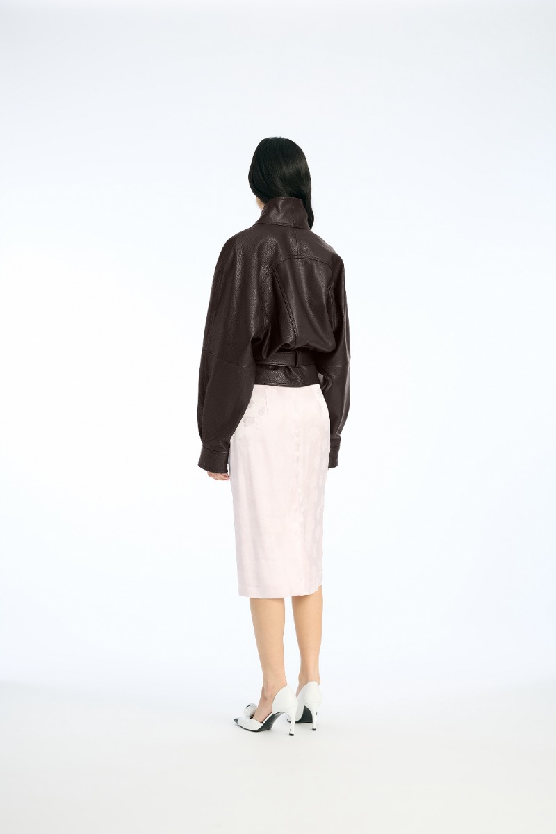 Boxy Leather Bomber Dark Brown - ROTATE Birger Christensen