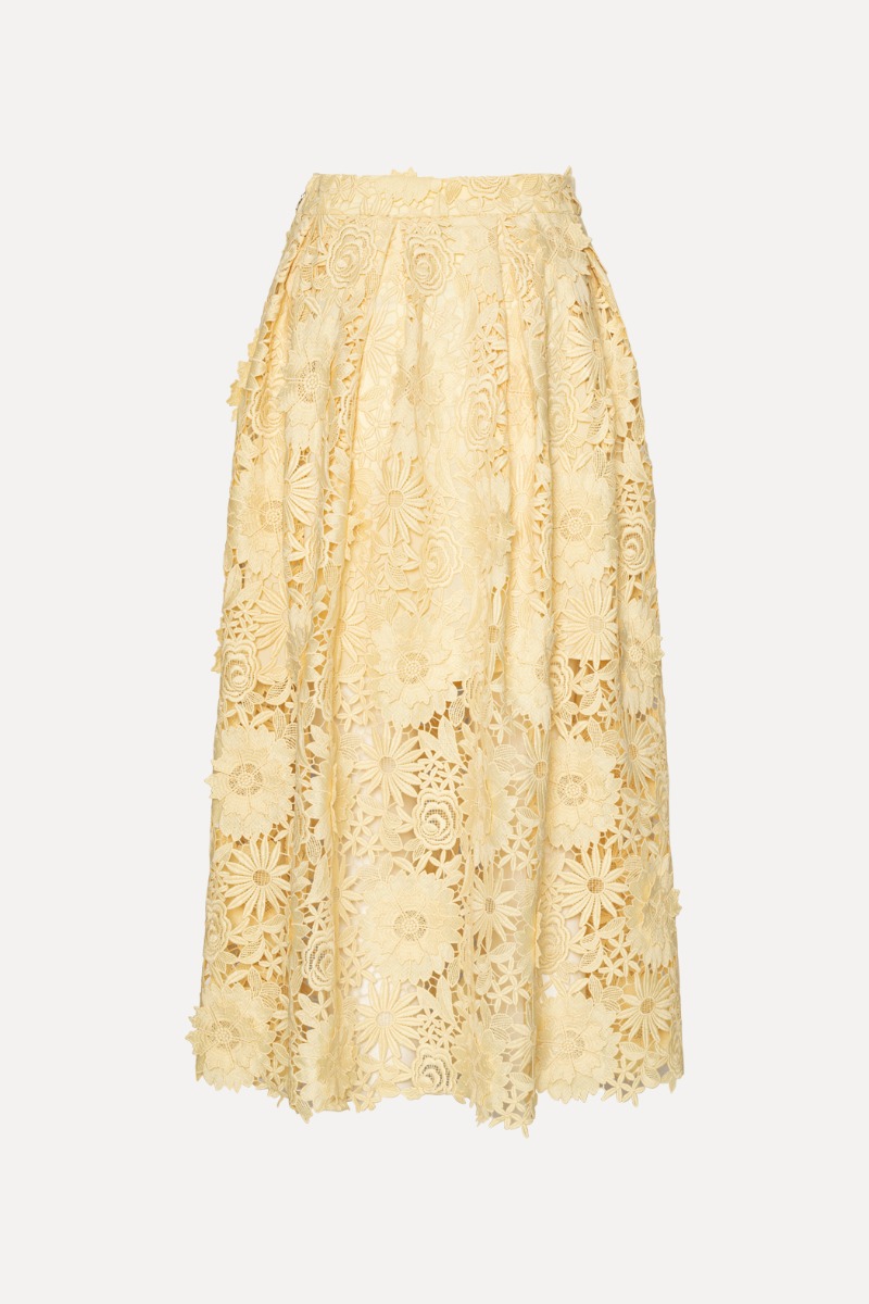 3D Lace Midi Skirt Yellow - ROTATE Birger Christensen
