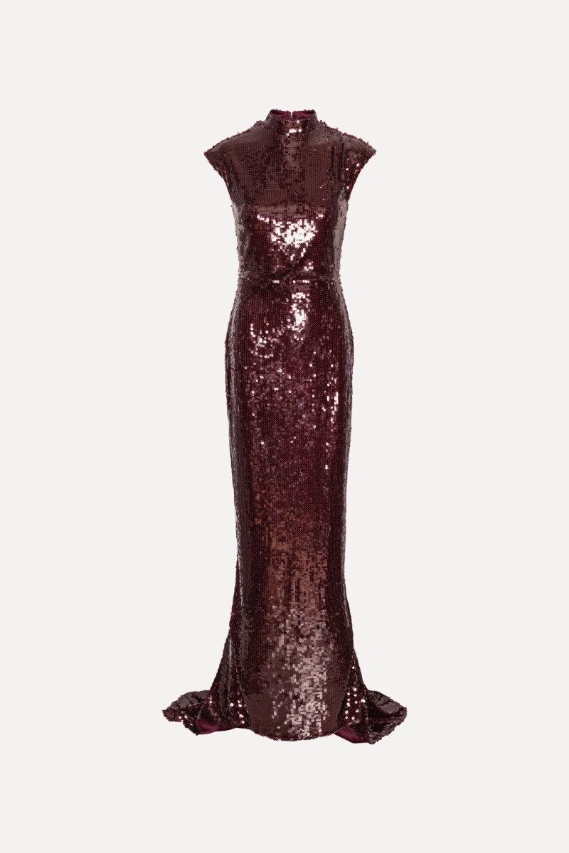Sequin Cap Sleeve Dress Burgundy - ROTATE Birger Christensen