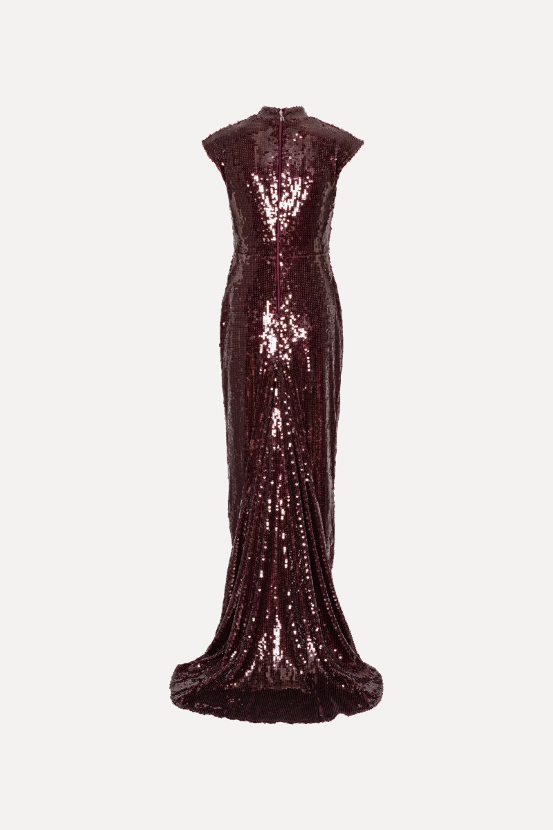 rotate red sequin dress Sequin Maxi Dress Burgundy
