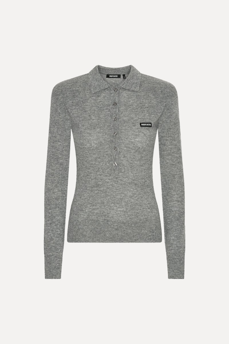 Wool Longleeve Polo Grey - ROTATE Birger Christensen