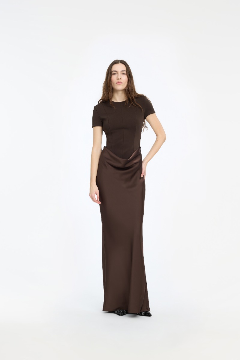 brown cap sleeve dress Capsleeve Draped Maxi Dark 10 drawer dresser large bridesmaiddressclearance 100% Polyester Size:18M