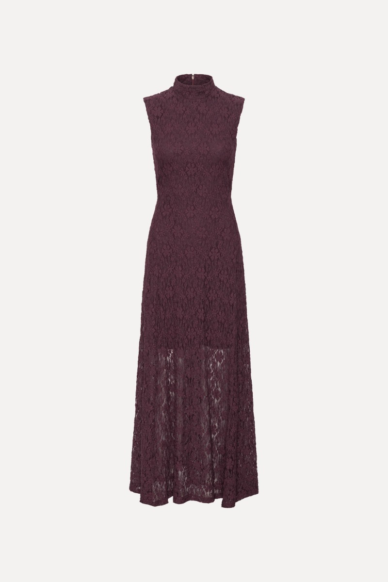 bordeaux lace dress Jody Lace Cocktail Dress in Bordeaux | Fitted V-Neck Deep Wine Lace Midi