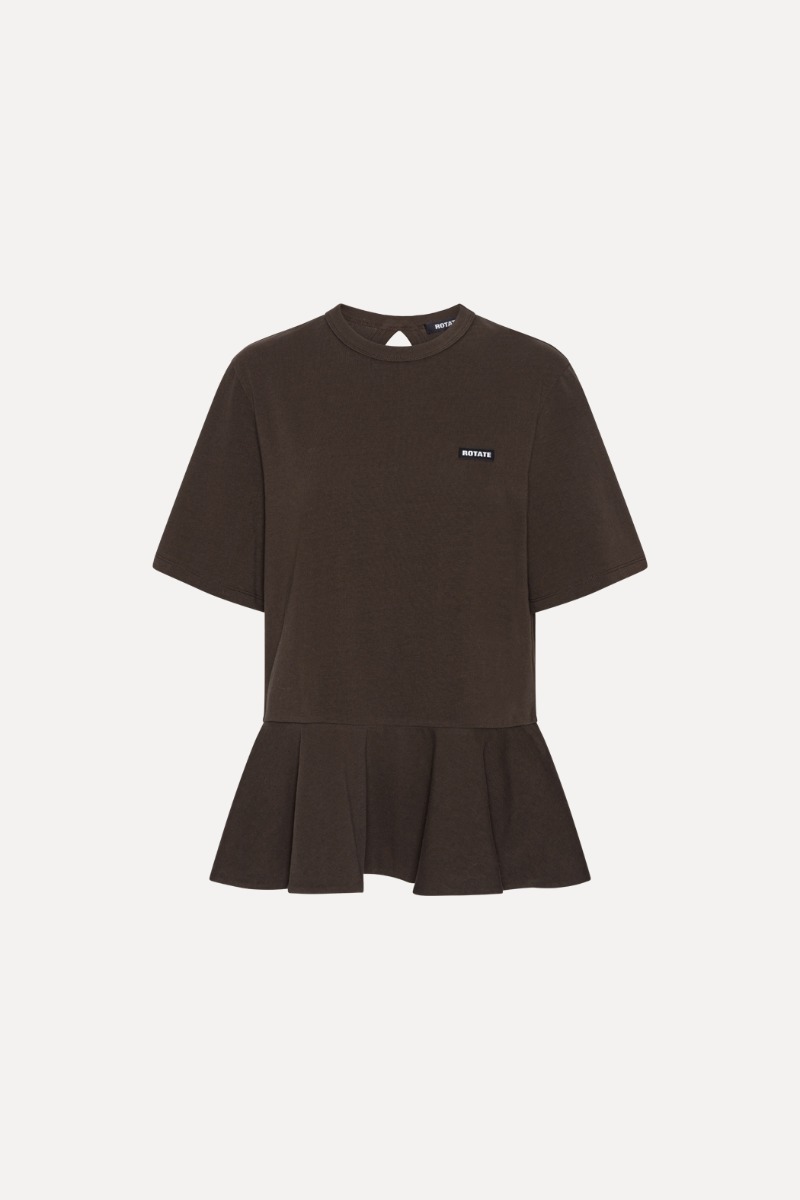 Peplum T-shirt Dark Brown - ROTATE Birger Christensen