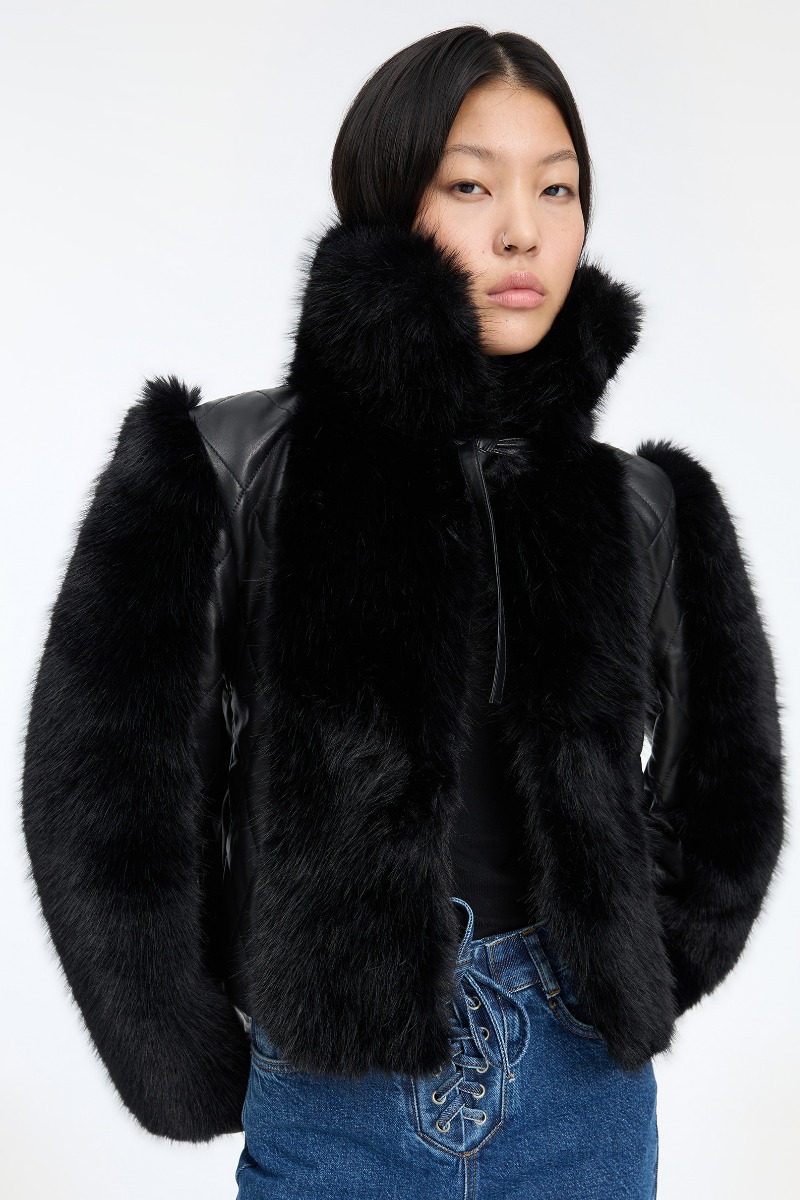 極美品✨高級 BIRGER CHRISTENSEN ミンク ファー ジャケット Faux Fur Leather Jacket Black - ROTATE Birger Christensen