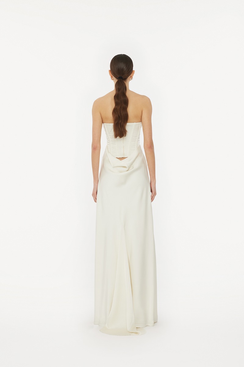 flowy new years eve dresses Monetre OFF-WHITE MINIMALISTIC DRAPED CORSET GOWN main image 1