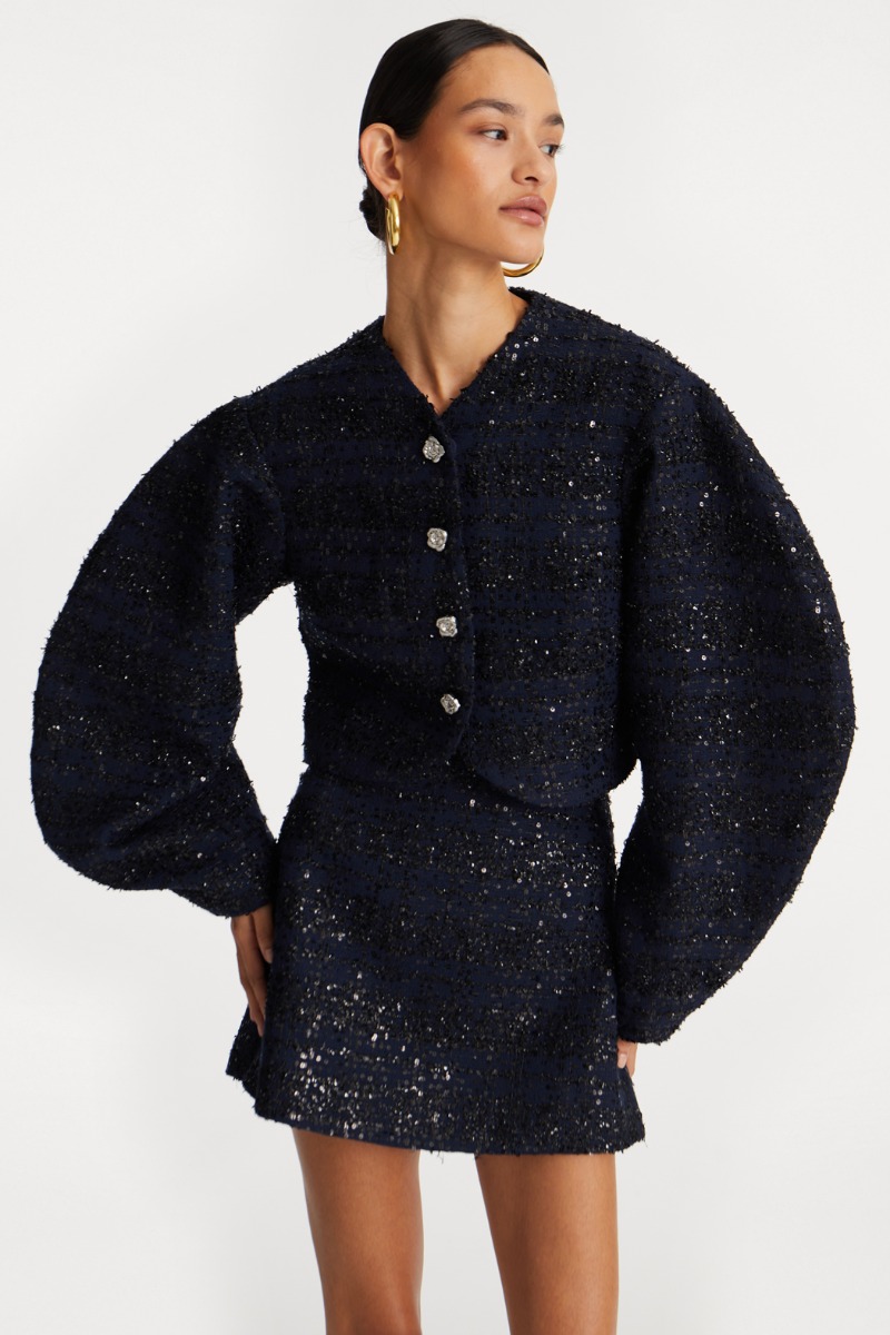 Boucle Short Jacket Dark Blue - ROTATE Birger Christensen