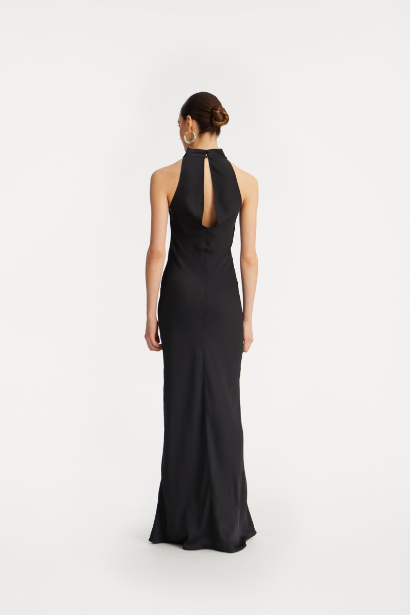 black long dress satin Carnation Black Satin Maxi Dress - US 4 main image 1