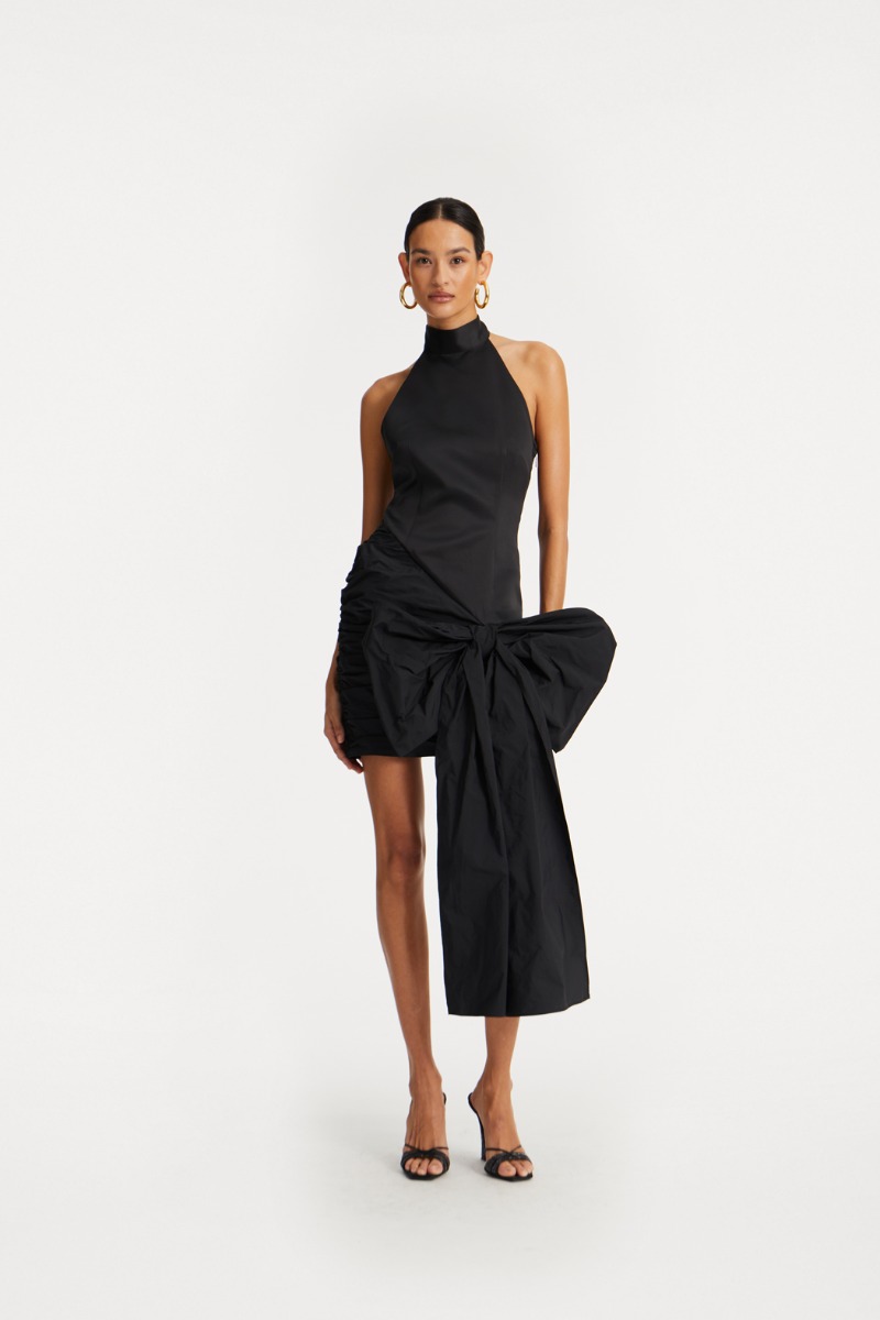 Satin Bow Dress Black - ROTATE Birger Christensen