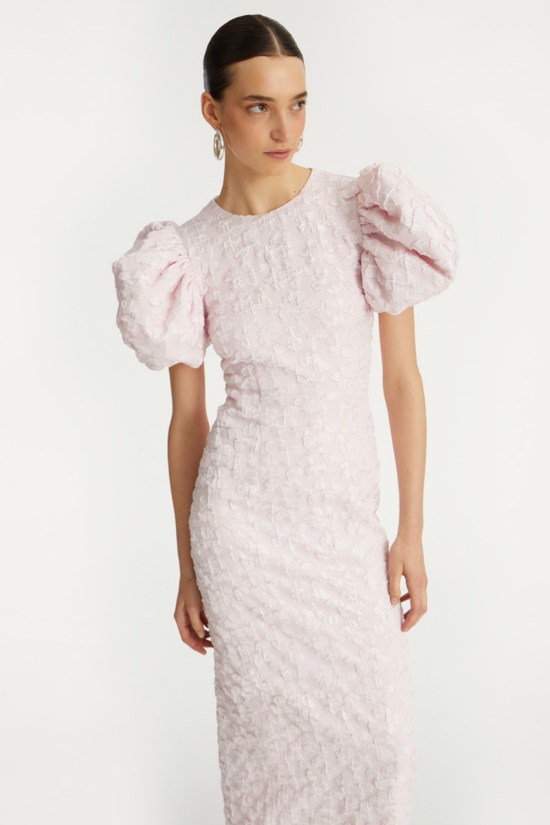 rotate jacquard midi dress Rotate Jacquard puffy midi dress