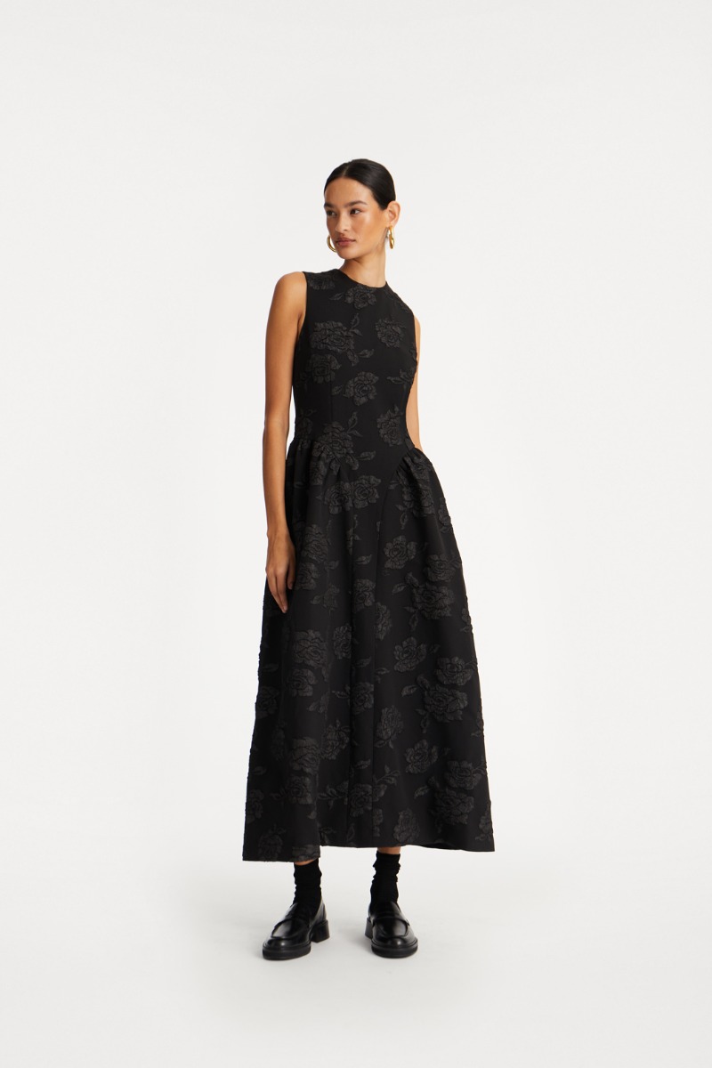 ROTATE フローラルジャガードミディドレス Jacquard Midi Dress Black - ROTATE Birger Christensen