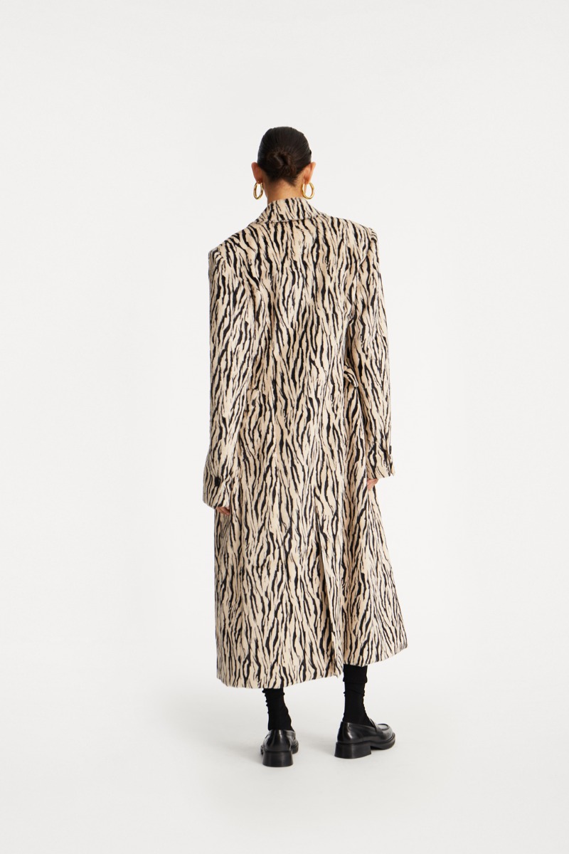 Printed Faux Fur Coat Black Print - ROTATE Birger Christensen