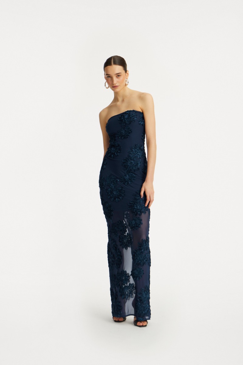 3d Mesh Maxi Dress Dark Blue - ROTATE Birger Christensen
