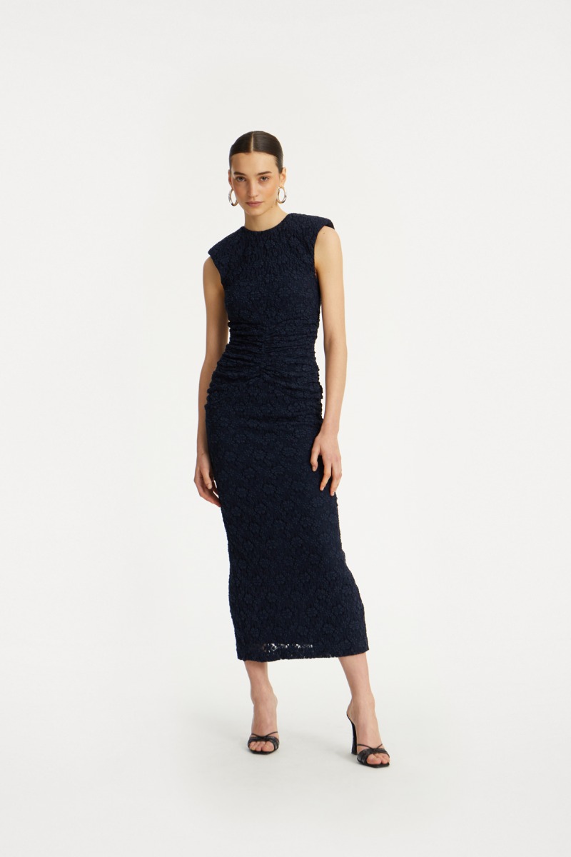 Lace Long Midi Dress Dark Blue - ROTATE Birger Christensen