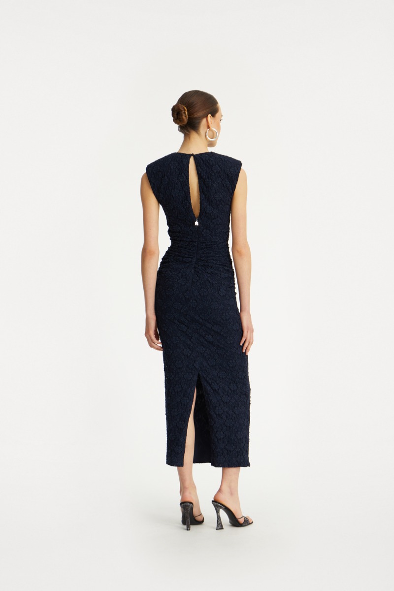 rotate lace midi dress 3d Lace Midi Dress Dark Blue