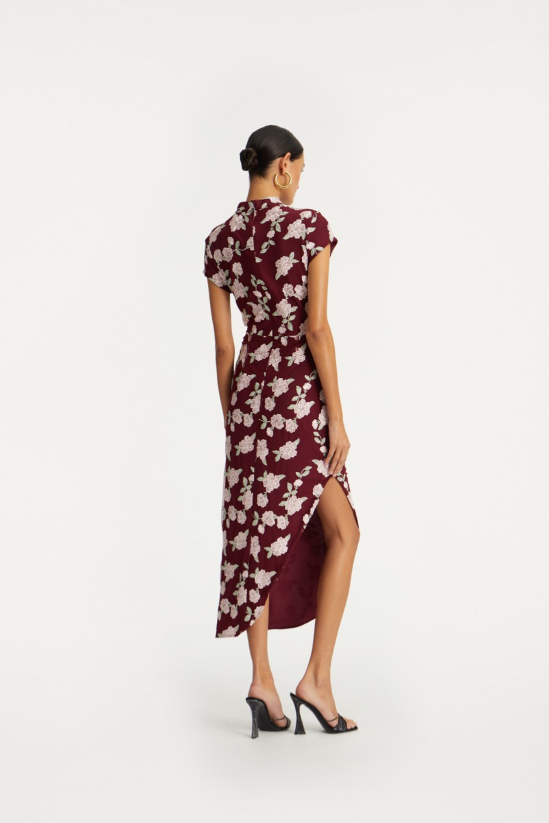 rotate birger christensen asymmetric appliqu midi dress Rotate By Birger Christensen Floral-Appliqu Satin Midi Dress In Blue - 30%  Off
