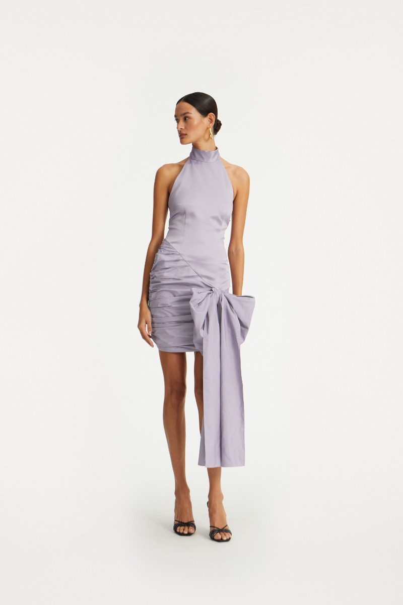 Satin Bow Dress Purple - ROTATE Birger Christensen Satin Bow Dress Purple - ROTATE Birger Christensen