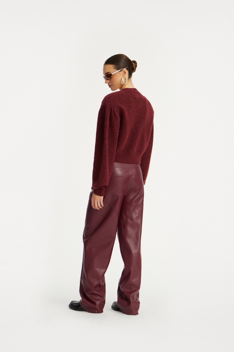 Mid Waisted Piping Pants Bordeaux - ROTATE Birger Christensen