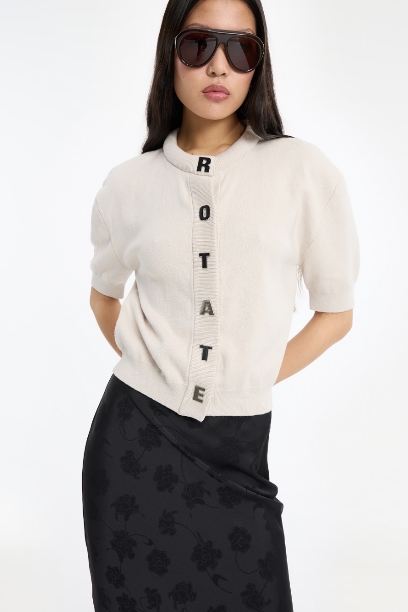 Firm Knit Ss Cardigan Creme - ROTATE Birger Christensen