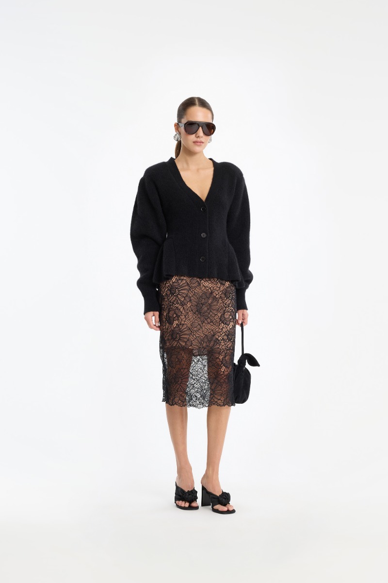 Knit Peplum Cardigan Black - ROTATE Birger Christensen