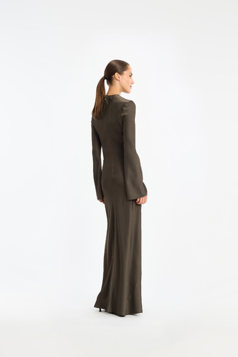 Satin Maxi Dress Dark Green - ROTATE Birger Christensen Satin Maxi Dress Dark Green - ROTATE Birger Christensen
