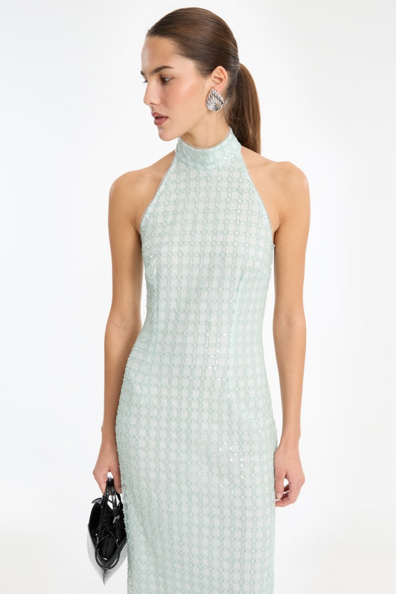 rotate beaded maxi dress Beaded Maxi Dress Mint Green