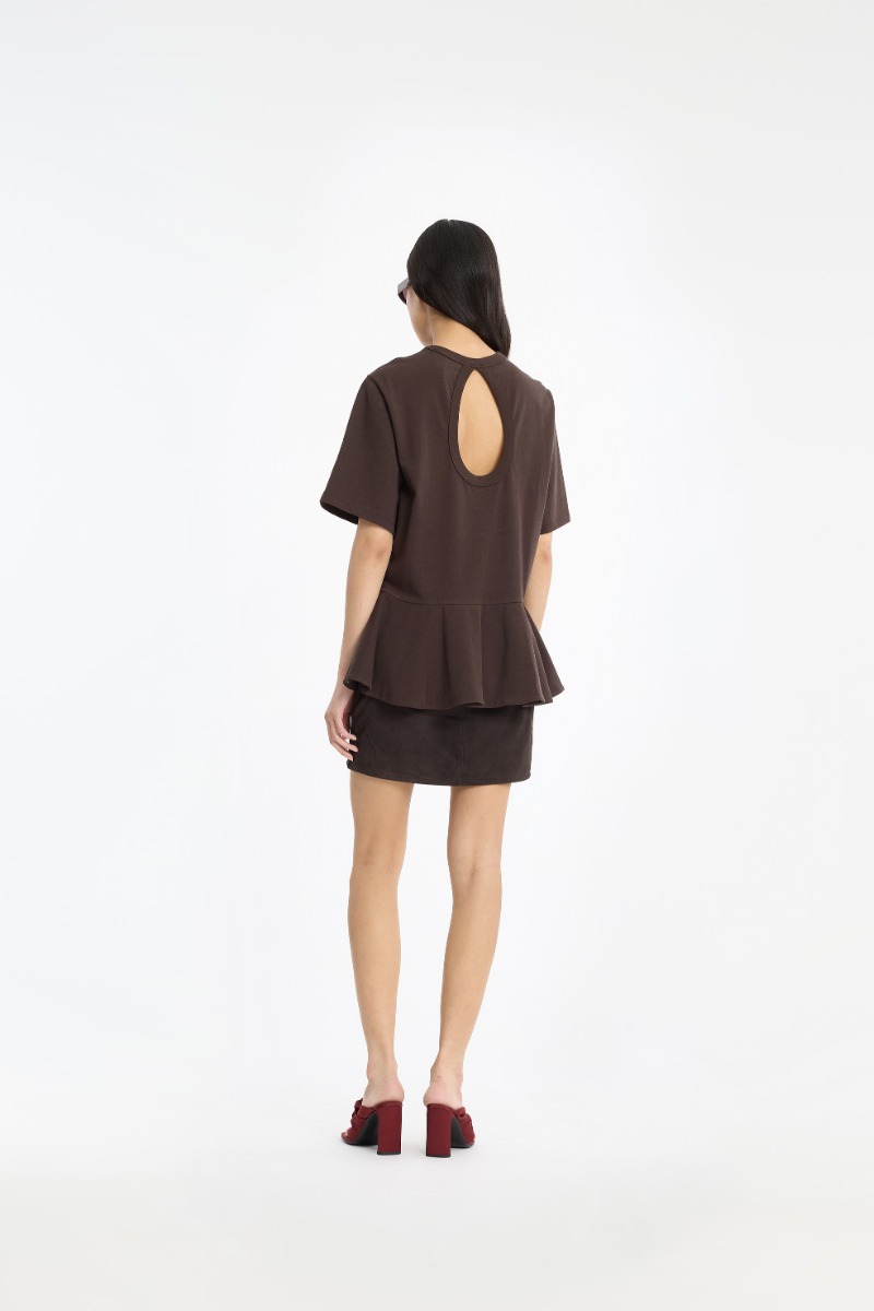 peplum t shirt dress Oversized poplin-trimmed cotton-jersey peplum T-shirt - black
