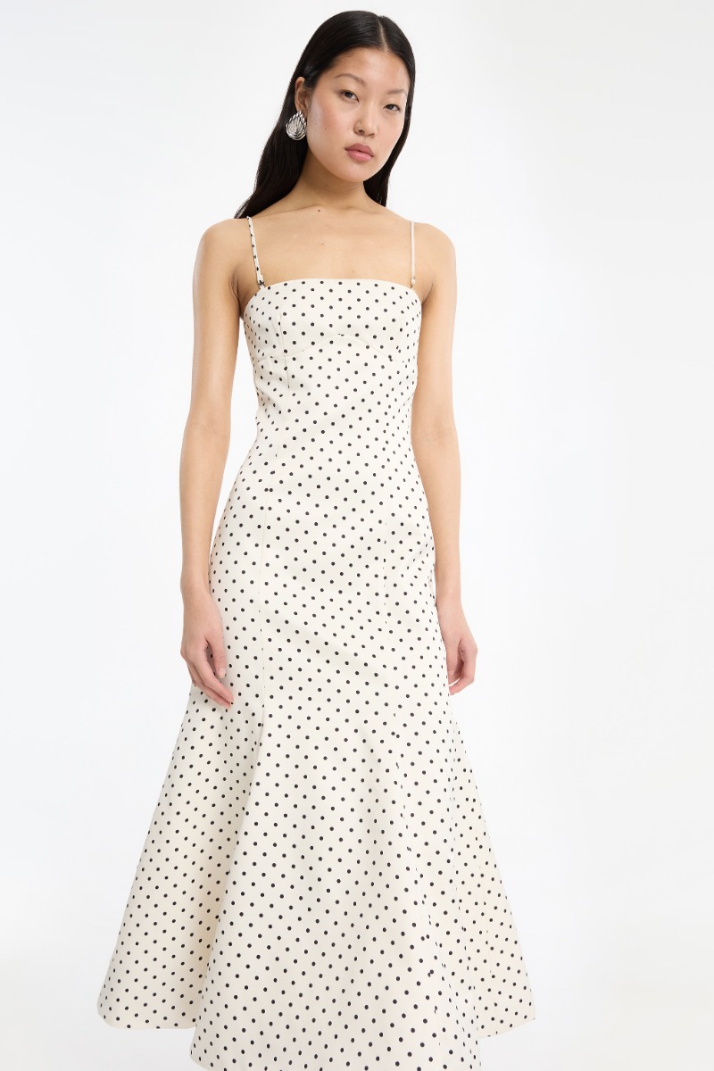white spotty midi dress Zoe Ivory Polka Dot Midi Dress JO+CO