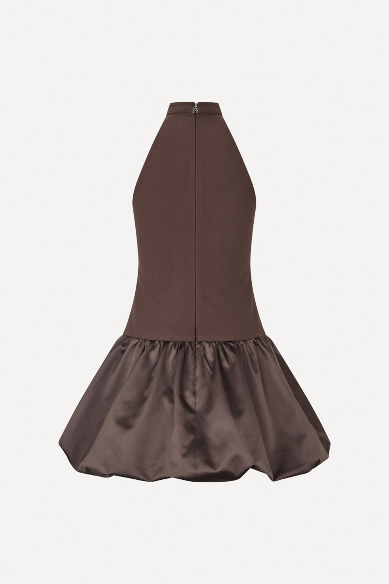 brown peplum dress Mini Strapless